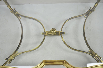 Large Regency Style Burnished Brass Scalloped Edge Tray Top Table attr. Labarge