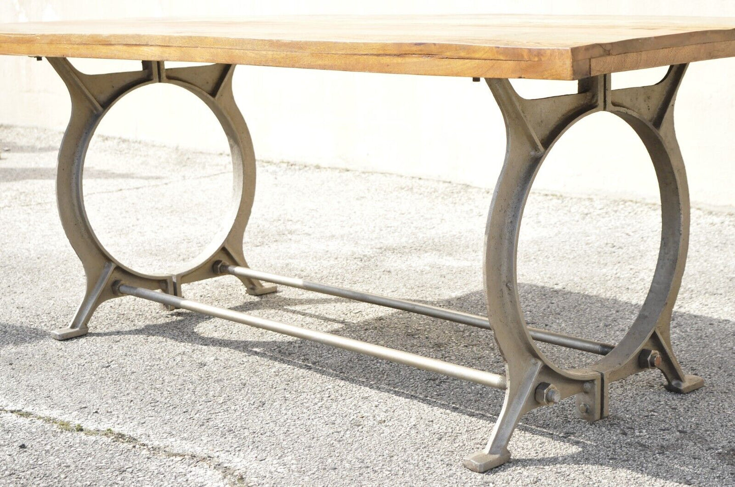 Industrial Style Cast Iron and Reclaimed Wood Farmhouse Rustic Dining Table