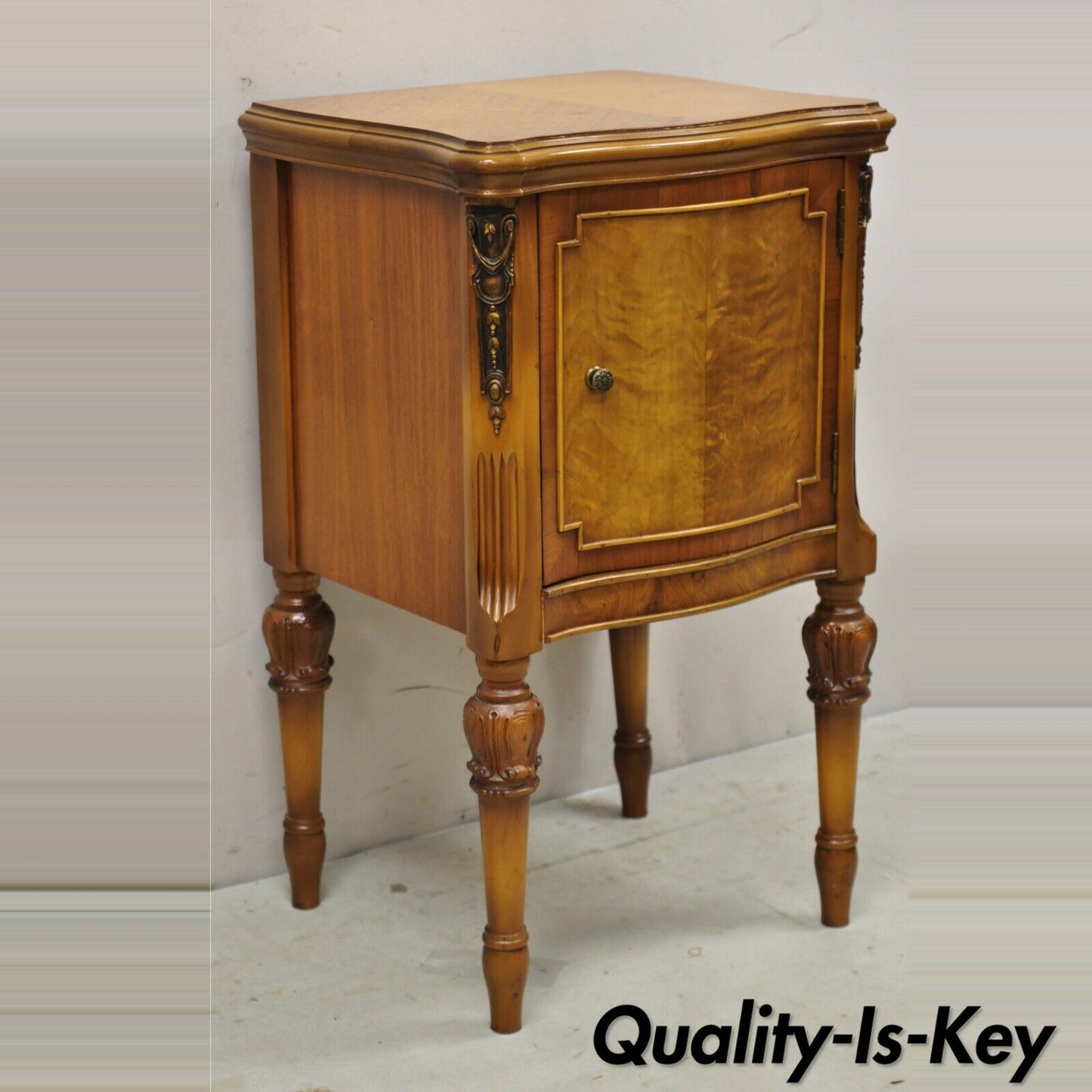 French Louis XV Style Satinwood One Door Nightstand Bedside Cabinet by Joerns