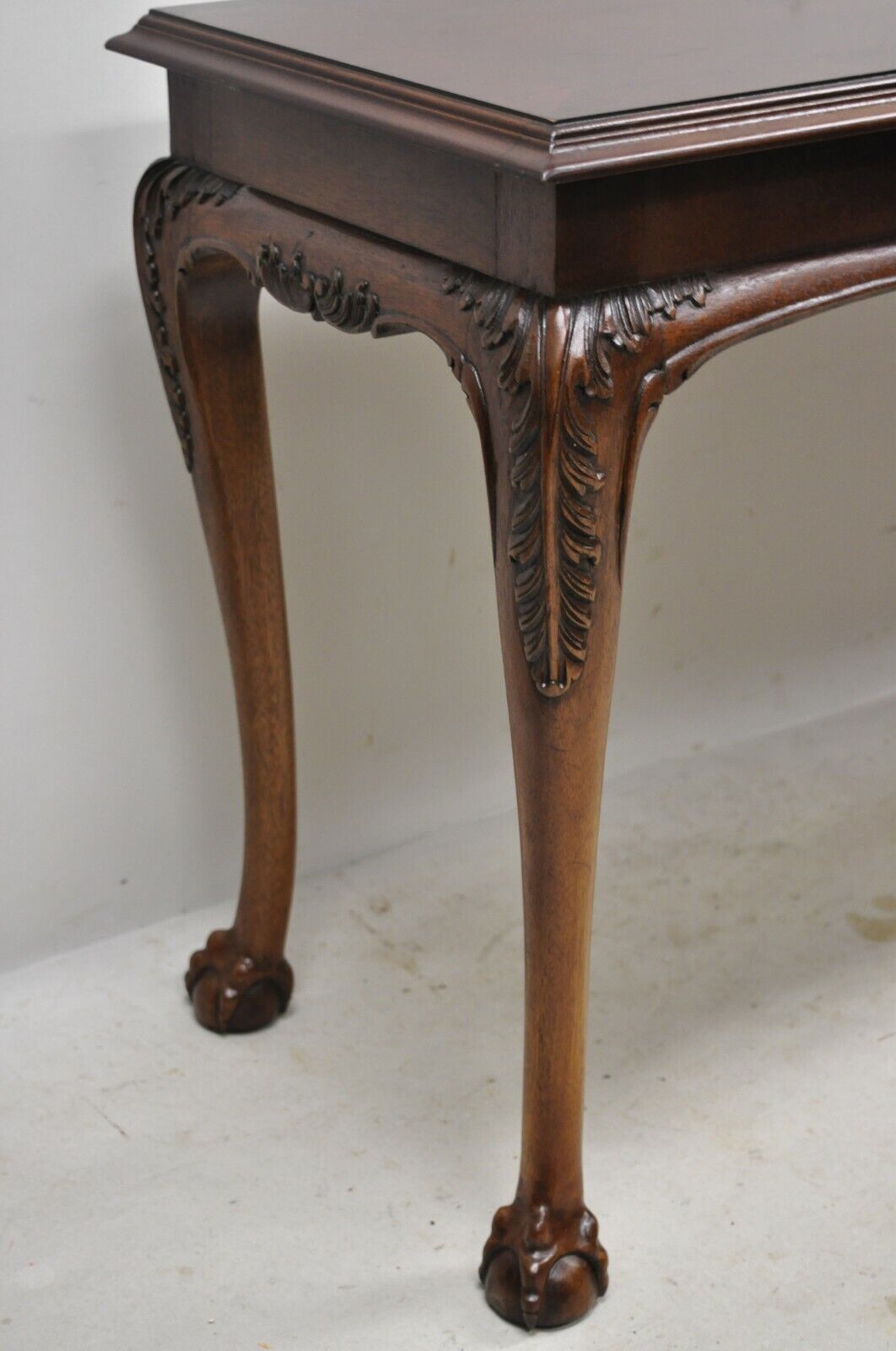 Lane Chinese Chippendale Georgian Mahogany Ball & Claw Console Sofa Hall Table