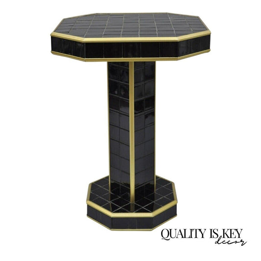 Art Deco Porcelain Bathroom Tile Pedestal Table Stand Black Vintage Custom 31"H