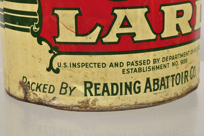 Antique Raco 25 lbs. Advertising Lard Tin Can Reading PA Twin Handles