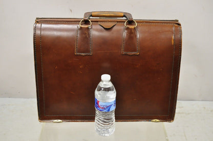 Vintage Mid Century Modern Saddle Leather Briefcase Case by Lion Leather Prods.