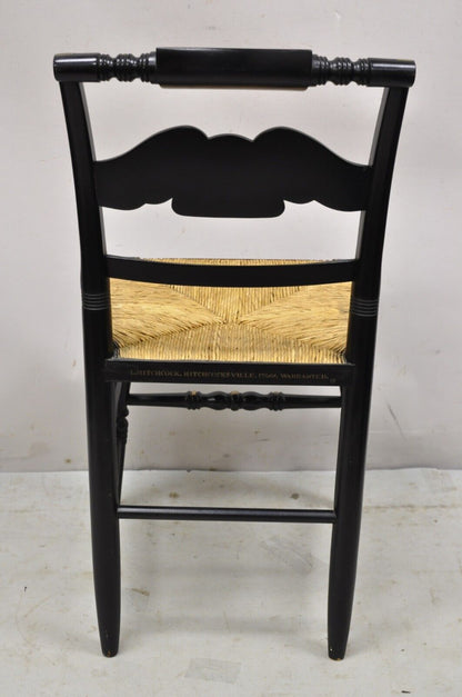 Vintage Hitchcock Black Side Chair with Gold Eagle Rope Cord Seat