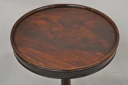 Antique French Art Deco Carved Tripod Base Mahogany Side Table