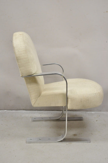 Vintage Mid Century Modern Aluminum Flat Bar Ski Base Cantilever Lounge Chair