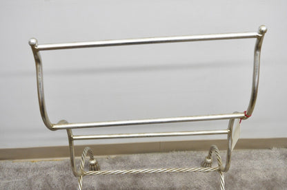 Vtg Italian Hollywood Regency Silver Gilt Metal Iron Towel Rack with Tassel Feet