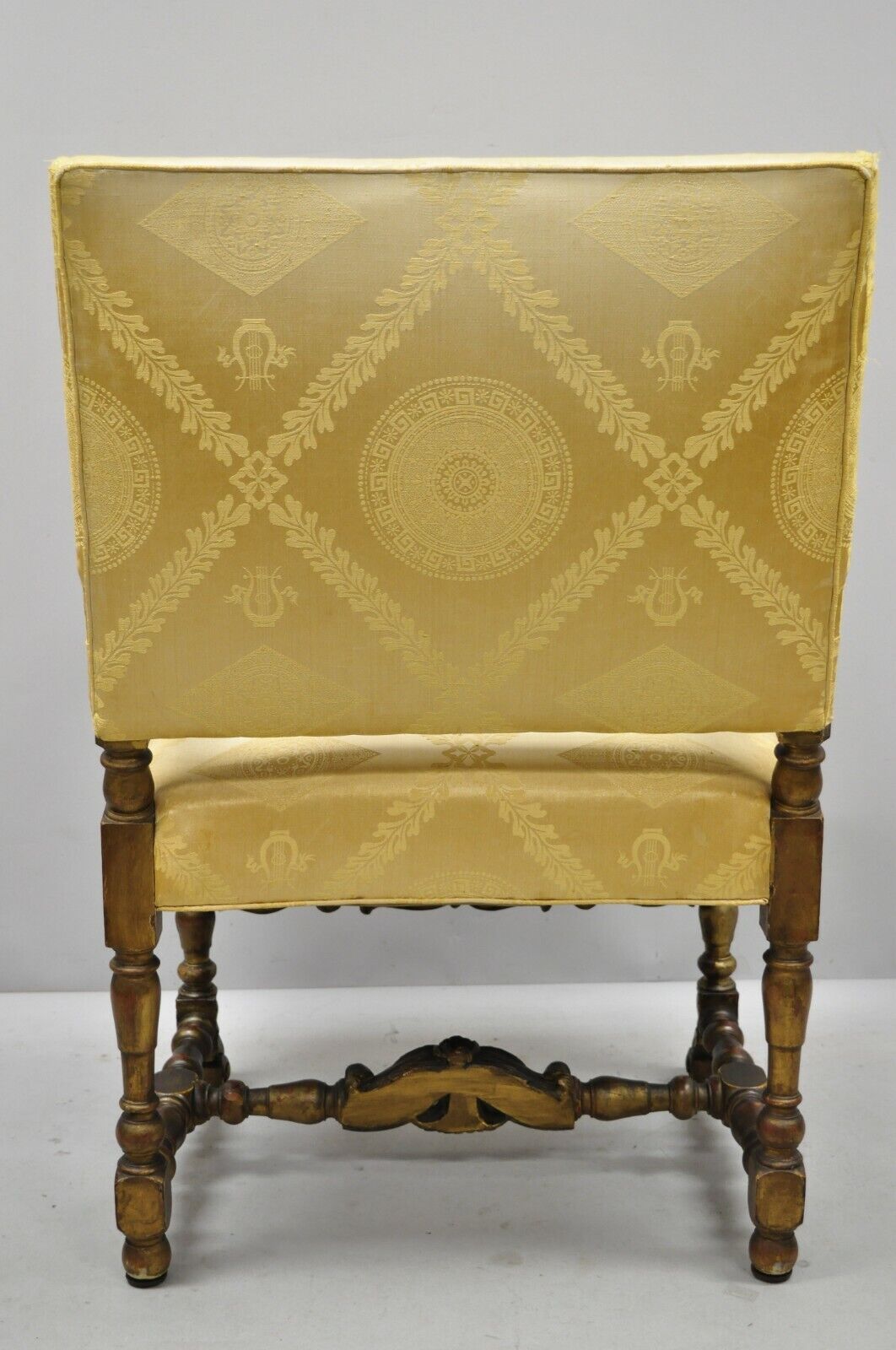 Antique Italian Renaissance Carved Walnut Jacobean Style Arm Chair