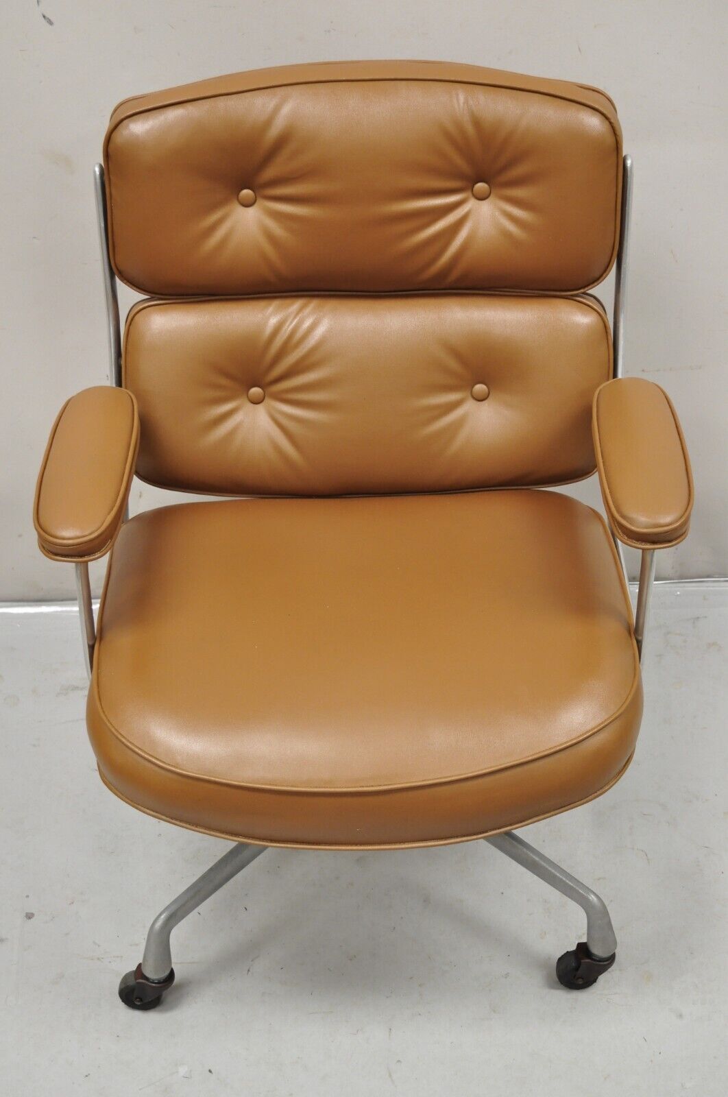 Herman Miller Eames Time Life Brown Faux Leather Rolling Office Desk Chair
