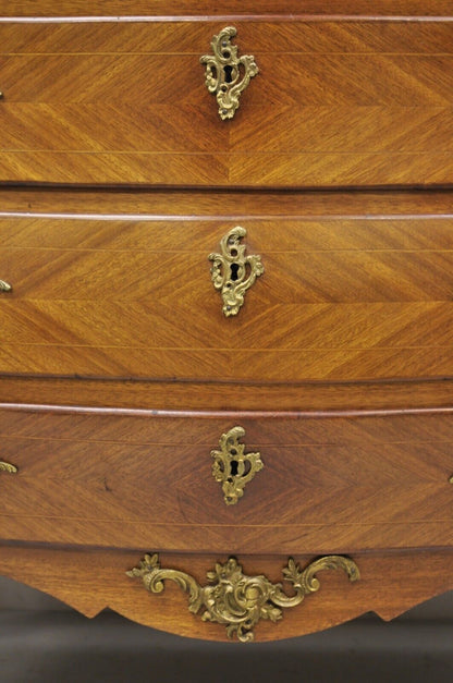Vintage French Louis XV Style Bombe Commode Chest of Drawers Cherub Figures
