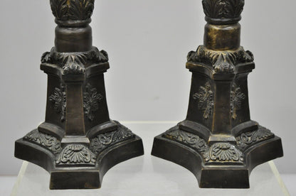 Pair of 26" Brass French Empire Style Candlestick Prickets Candle Holder