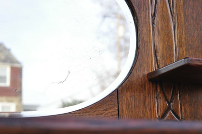 Antique Victorian Oak Wood Sideboard Buffet with Mirror Hutch Backsplash Shelf