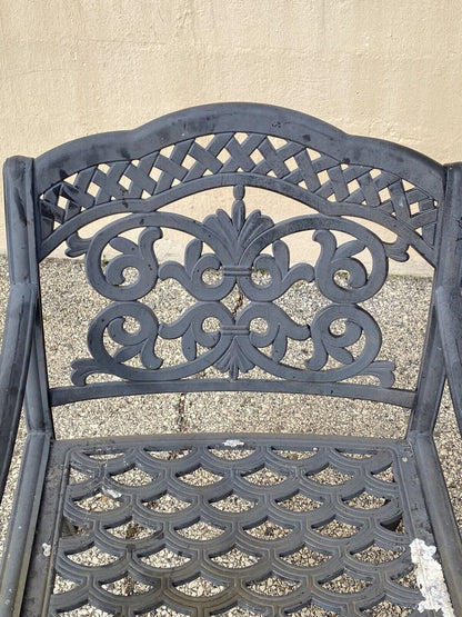 Cast Aluminum Mediterranean Tuscan Scrolling Garden Patio Club Chairs - a Pair