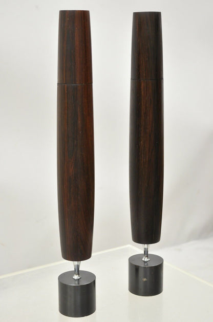 Mid Century Danish Modern 1964 Ronson Varaflame Rosewood Candlesticks - a Pair