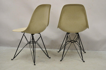 Modernica Case Stand Oatmeal Fiberglass Side Chair with Black Metal Base  - Pair