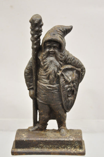 Antique Bradley & Hubbard Victorian Cast Iron Figural Warrior Gnome Doorstop