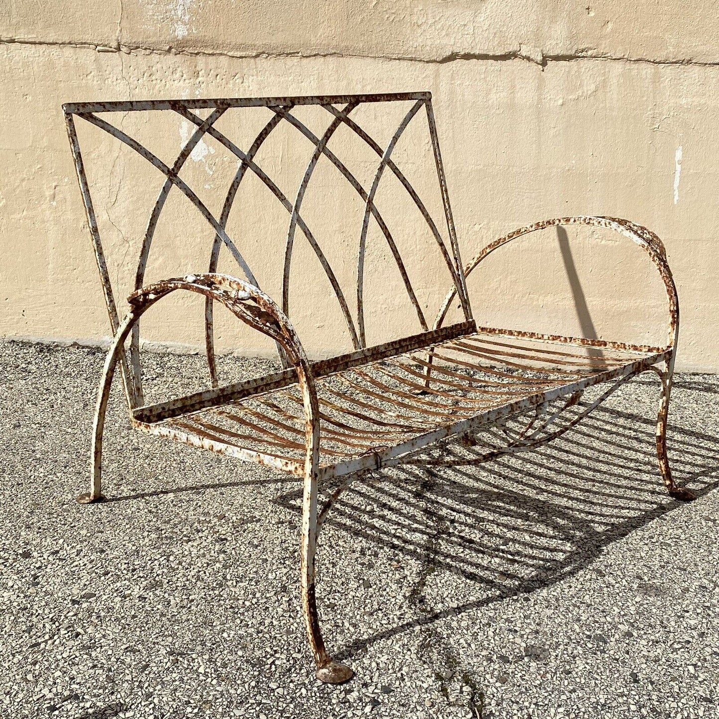 Antique Salterini Mt Vernon Art Deco Wrought Iron Garden Patio Settee Chair Set