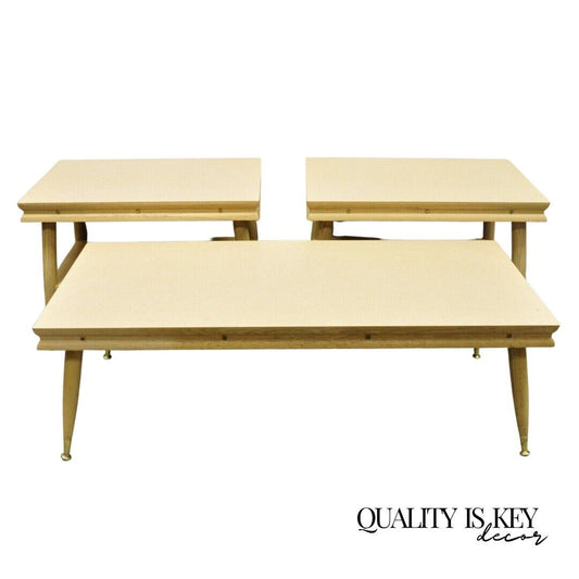 Mid Century Modern Atomic Era Laminate & Wood Coffee Table Set - 3 pc Set