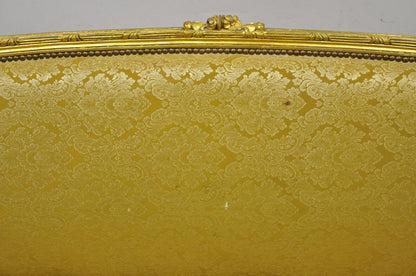 Vintage French Louis XVI Style Gold Leaf 6 Leg Settee Loveseat Sofa