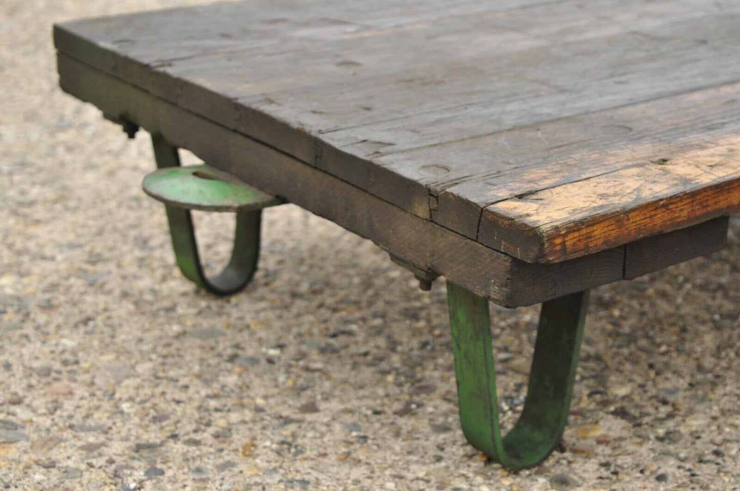 Vintage Fairbanks American Industrial Wood & Iron Factory Work Cart Coffee Table