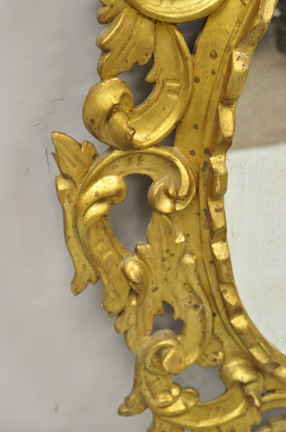 Vintage Italian Carved Wood Gold Gilt French Rococo Style Wall Mirror