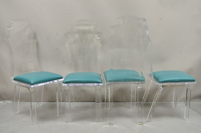 Vintage Lucite Acrylic Mid Century Sculptural Dining Table & 4 Chairs - 5 Pc Set