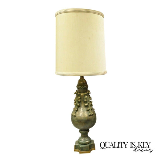 Mid 20th C Large Oversize Marbro Italian Ceramic Pottery Leafy Scroll Table Lamp
