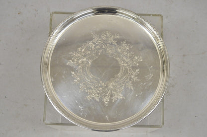 Vintage Victorian Style 17.5" Round Floral Etched Serving Platter Tray