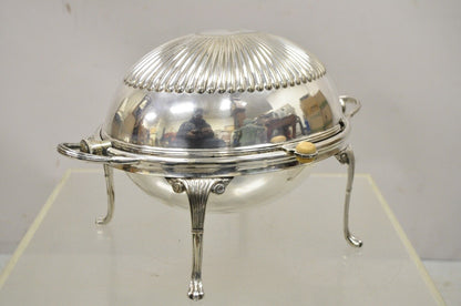 English Sheffield Victorian Silver Plated Revolving Dome Serving Dish Warmer