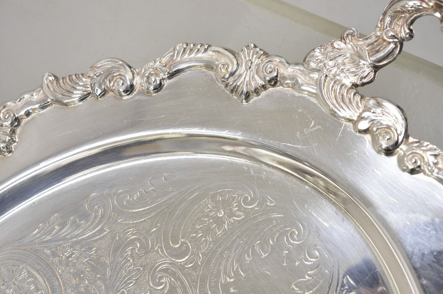 Vintage English Victorian Style Silver Plated Oval Platter Tray Crown Hallmark