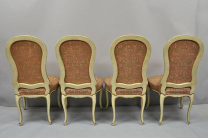 4 Italian Provincial French Hollywood Regency Upholstered Dining Side Chairs