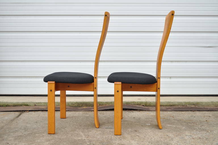 Six Danish Modern Teak Fan Back TOTEM Dining Chairs by Torstein Nilsen Westnofa