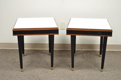 Pair of Vintage Mid Century Modern Rectangular Walnut & Laminate End Side Tables