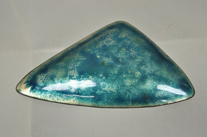 Vintage Mid Century Modern Blue Porcelain Enamel Copper 8" Triangle Trinket Dish