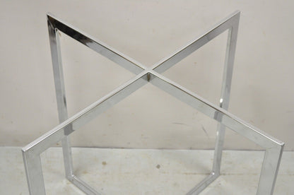 Mid Century Modern Chrome X-Base Metal Frame Dining Table Pedestal Base