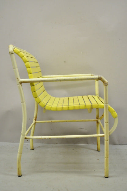 Vintage Faux Bamboo Aluminum Yellow Hauser Pool Patio Dining Chairs - Set or 4