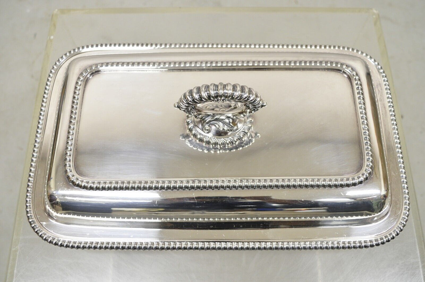 English Victorian Silver Plated Lidded Serving Platter Tray Vegetable Dish