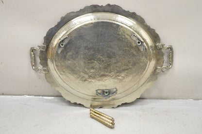 Large Victorian Style Oval Silver Plated Serving Platter Tray on Raised Feet