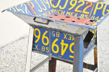 Vintage Metal License Plate Accent Side End Table Mexican Car Plates