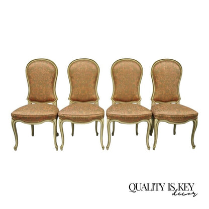 4 Italian Provincial French Hollywood Regency Upholstered Dining Side Chairs