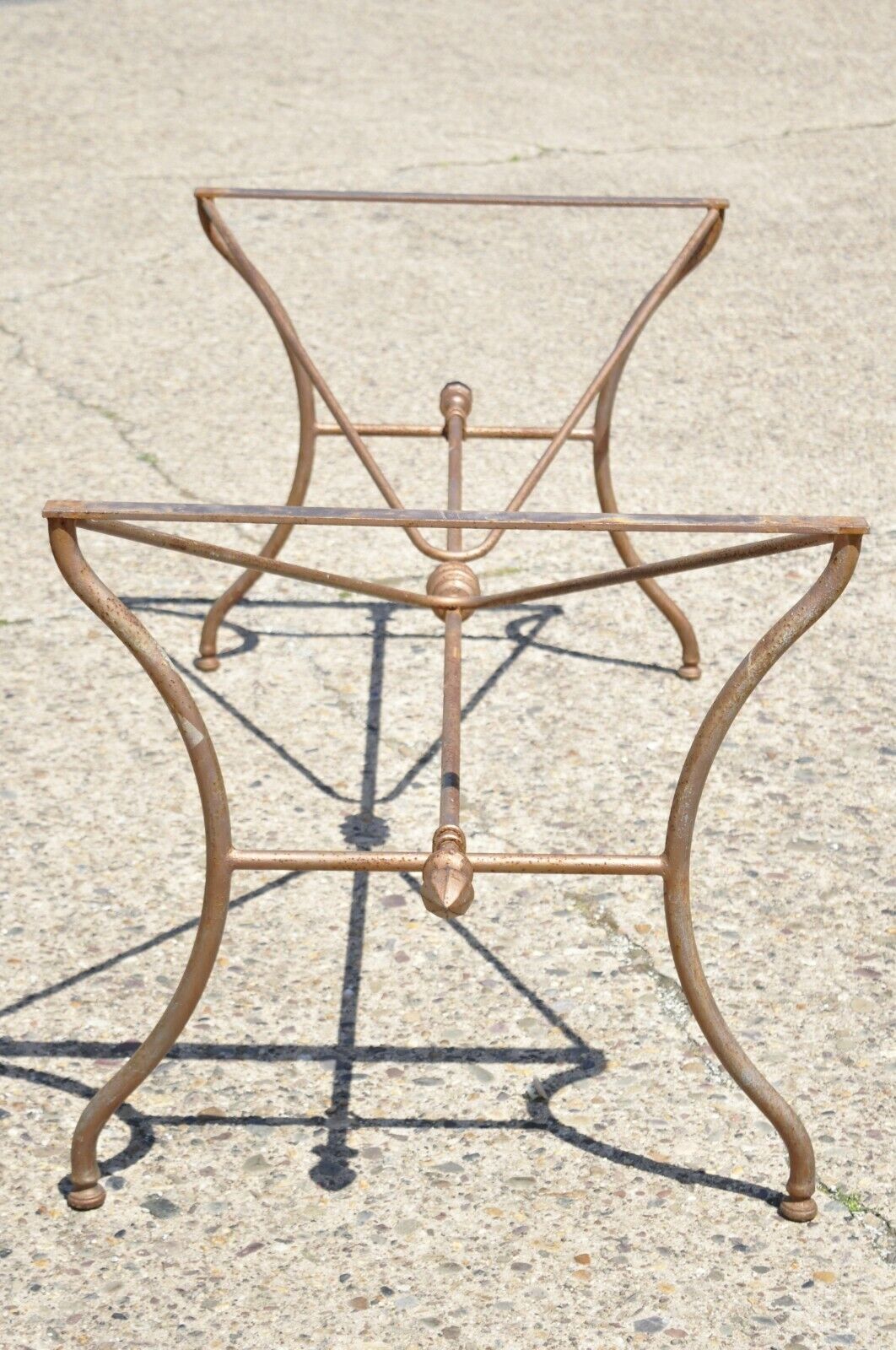 Large Vintage Wrought Iron Italian Regency Garden Patio Dining Pastry Table Base