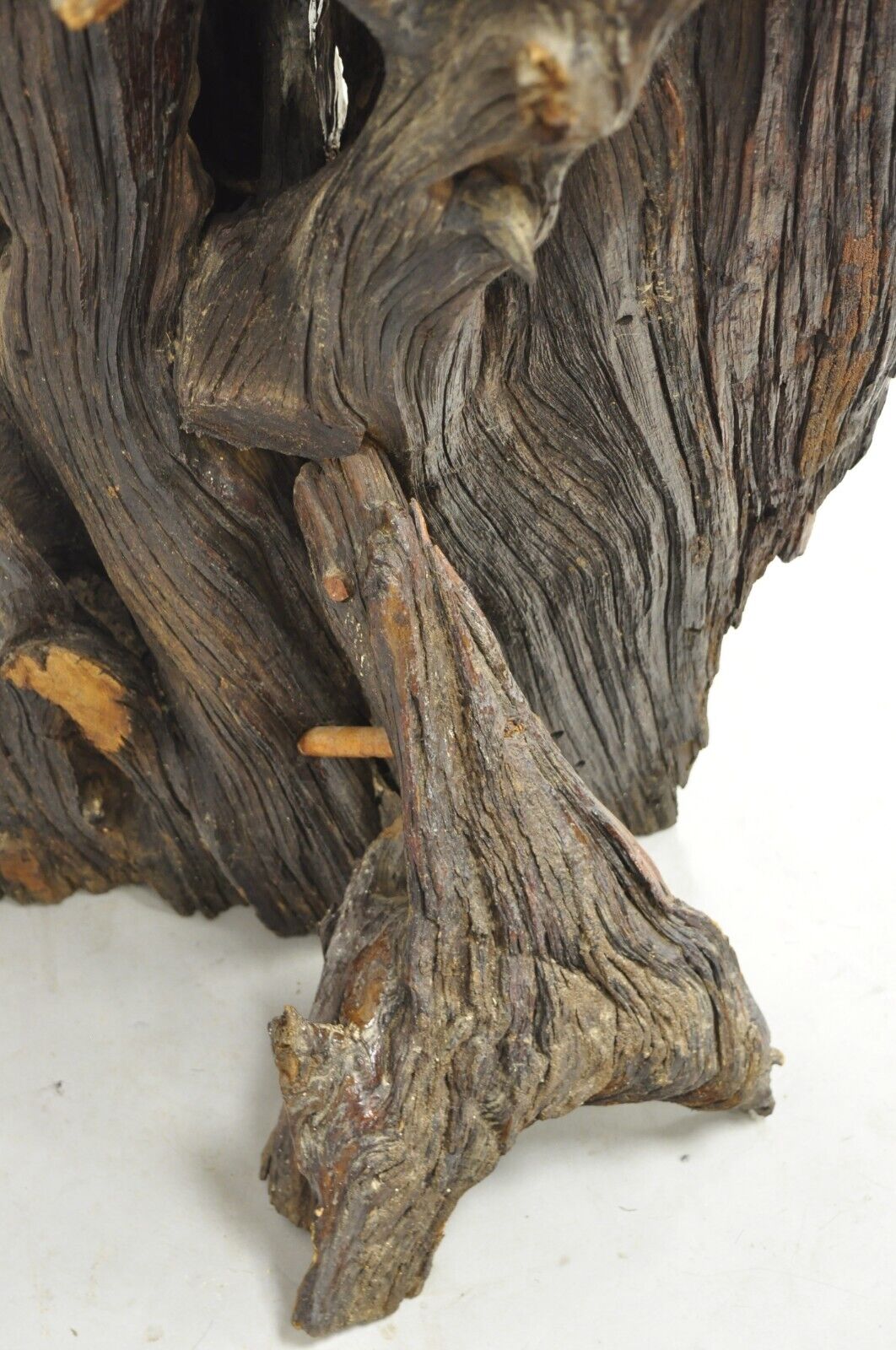 Vintage Mid Century Driftwood Burl Wood Slab 36" Side Table