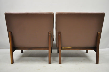 Pair Milo Baughman for Thayer Coggin Teak & Vinyl Slipper Lounge Chairs