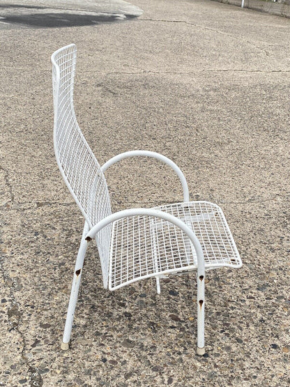 Vintage Reclining Wrought Iron Sculptural Mid Century Modern Patio Lounge Chair