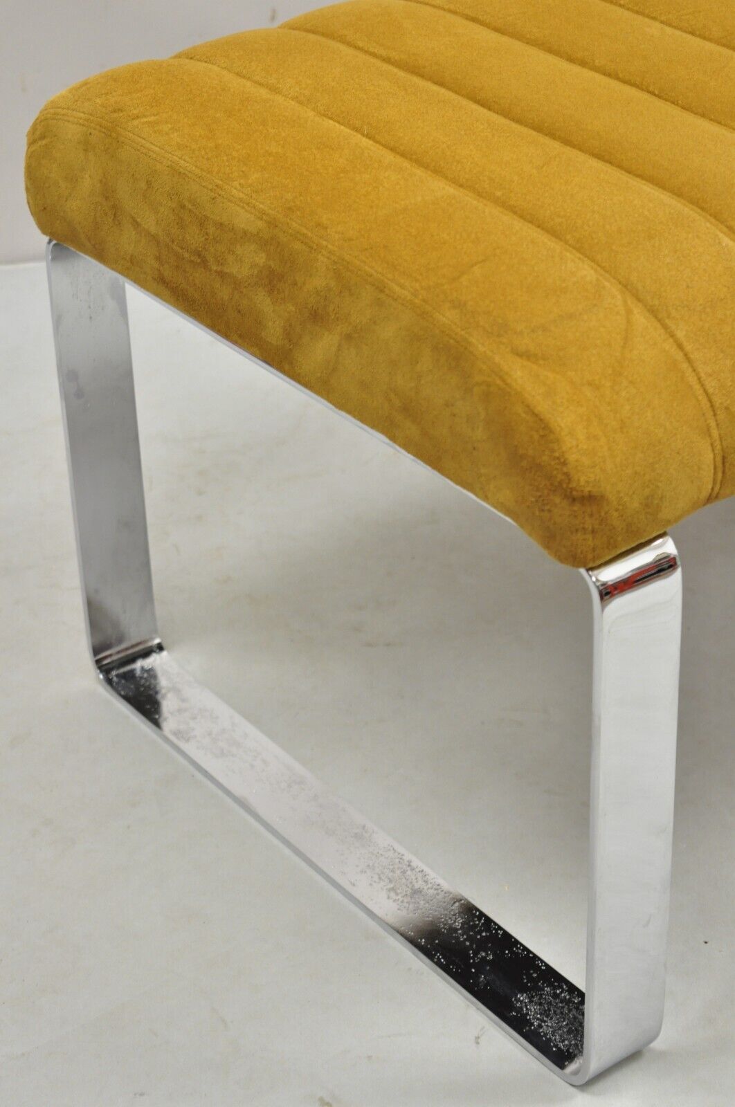 Mid Century Modern Chrome Steel Flat Bar Milo Baughman Style Bench by Tulip Inc