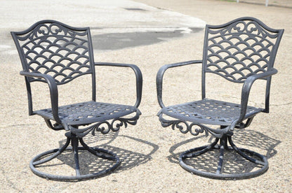 Mediterranean Style Aluminum Swivel and Tilt Black Tuscan Garden Patio Chairs