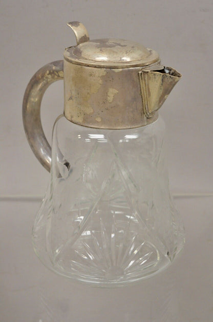 Antique Victorian Silver Plated Cut Crystal Glass Lemonade Water Pitcher