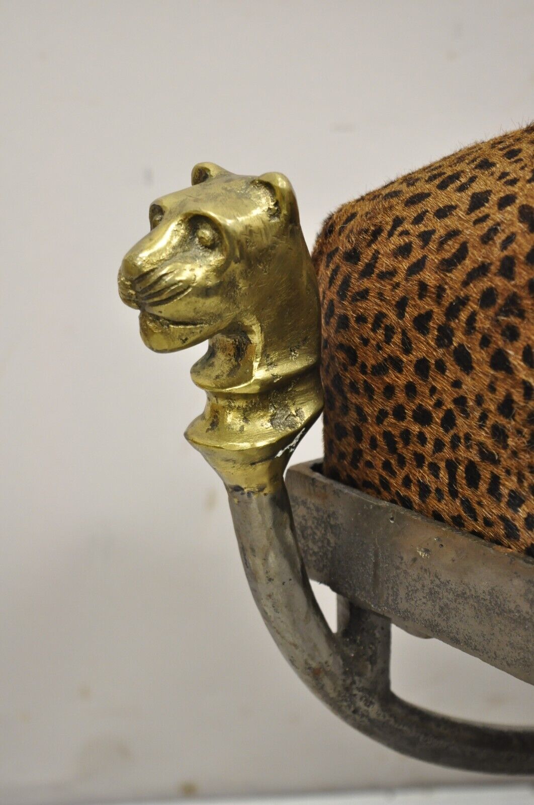 Italian Regency Neoclassical Bronze Lion Head Paw Feet Steel Curule Bench