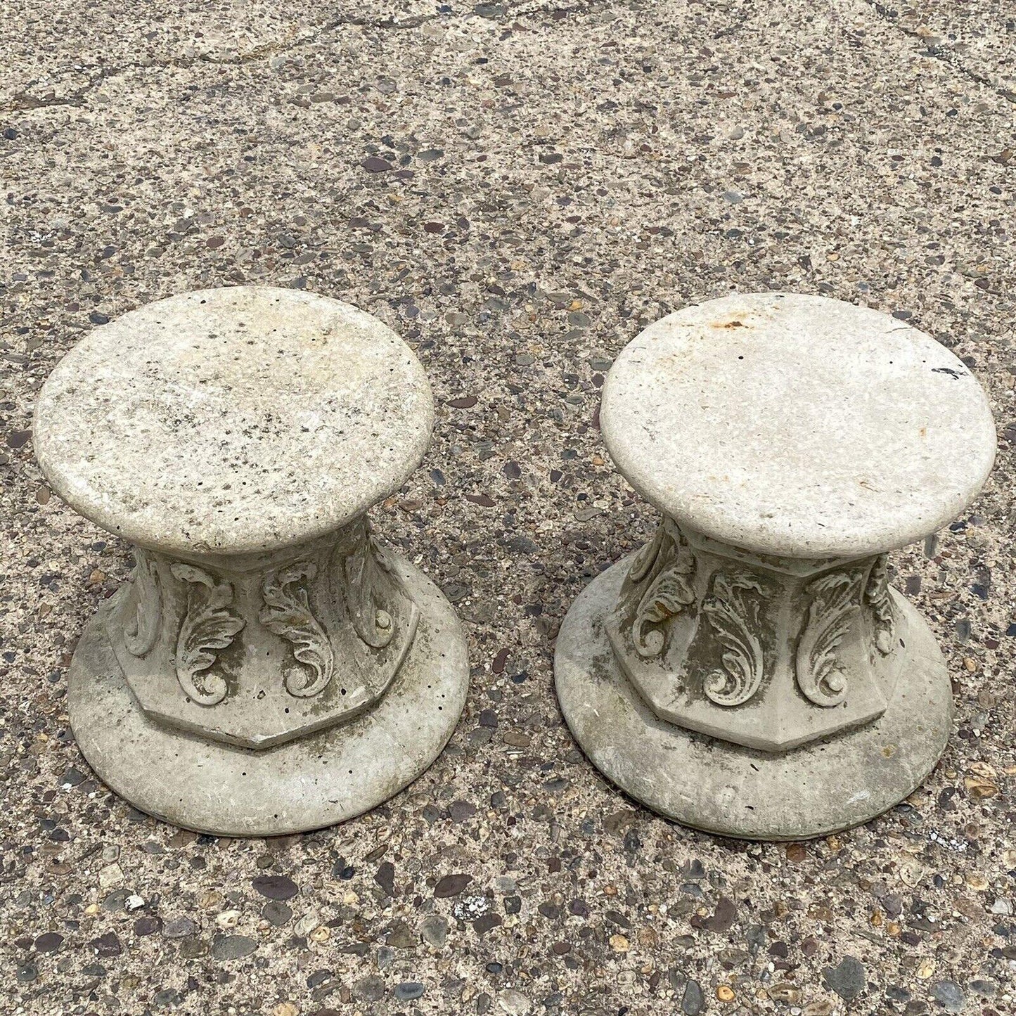 Italian Classical French Regency Style 16" Cement Outdoor Garden Pedestal - Pair