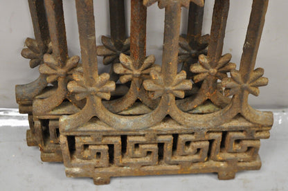 Antique Cast Iron Victorian Greek Key Sun Face Garden Fence Gate Decor - Each